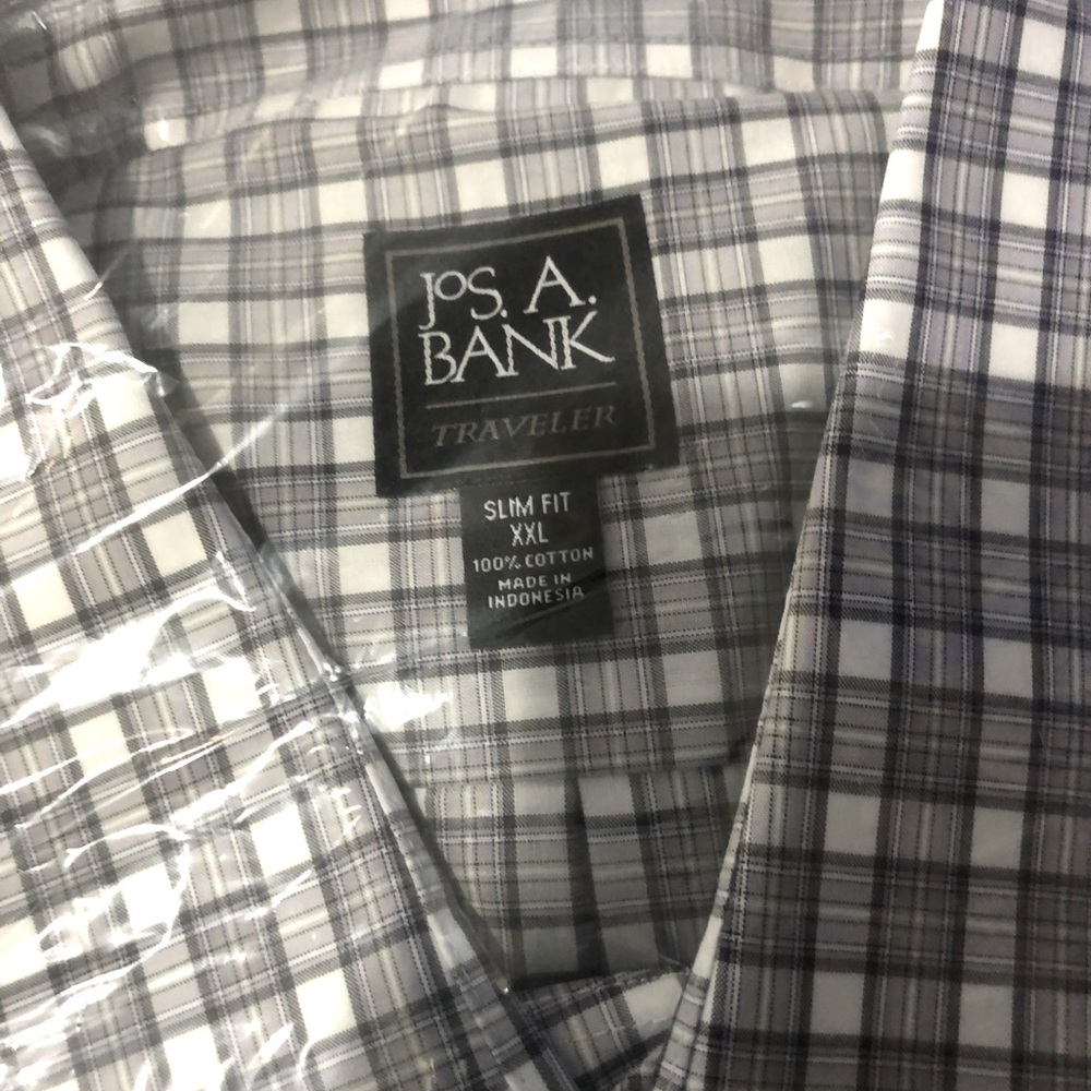 New Jos A Bank men’s slim xxl dress shirt skate blue/gray